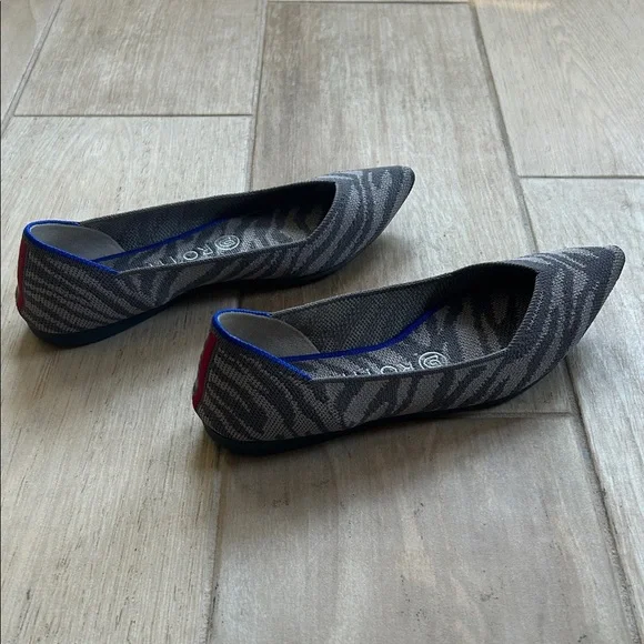 Rothy's Gray Zebra Flats with Blue Accent - Picture 4 of 6